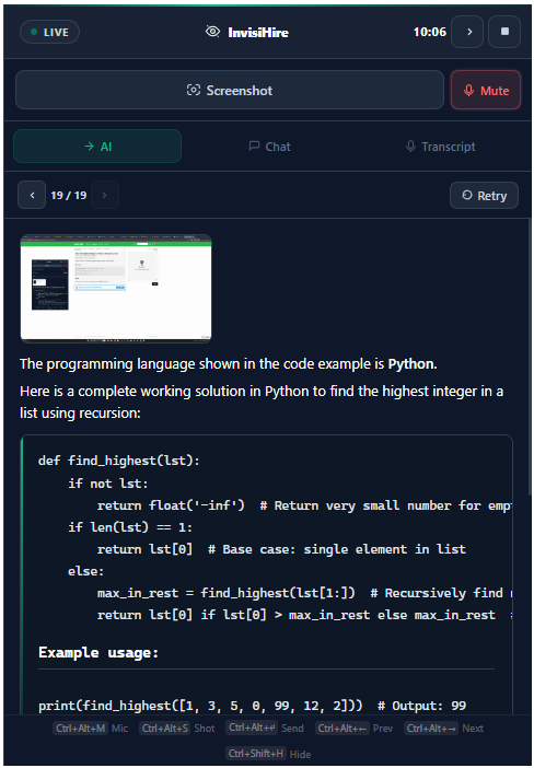 Desktop overlay — screenshot thumbnail with Ask AI button
